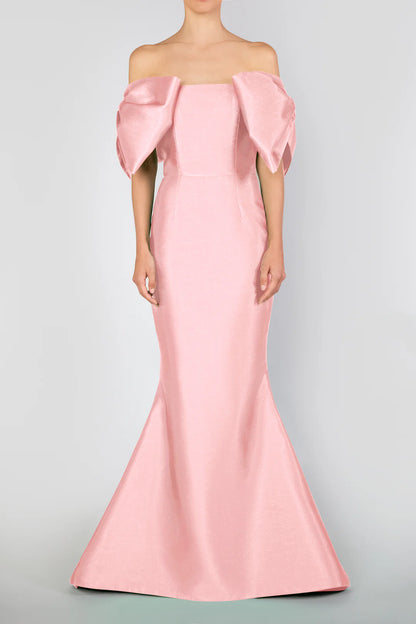 Baby Pink Mermaid Satin Long Prom Party Dresses,LTP4010