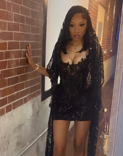 Black Appliques Beaded Tight Homecoming Dresses Mini Party Dress,LTP4126