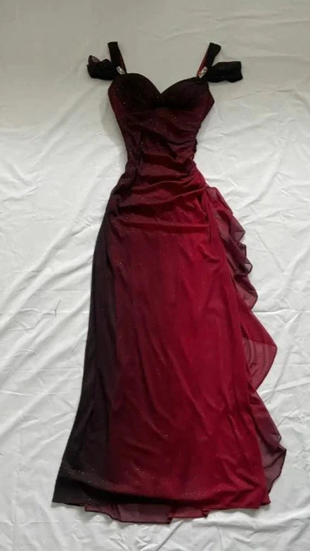 Black Red Gradient Color Chiffon Prom Dresses Long Evening Formal Dress,LTP3975
