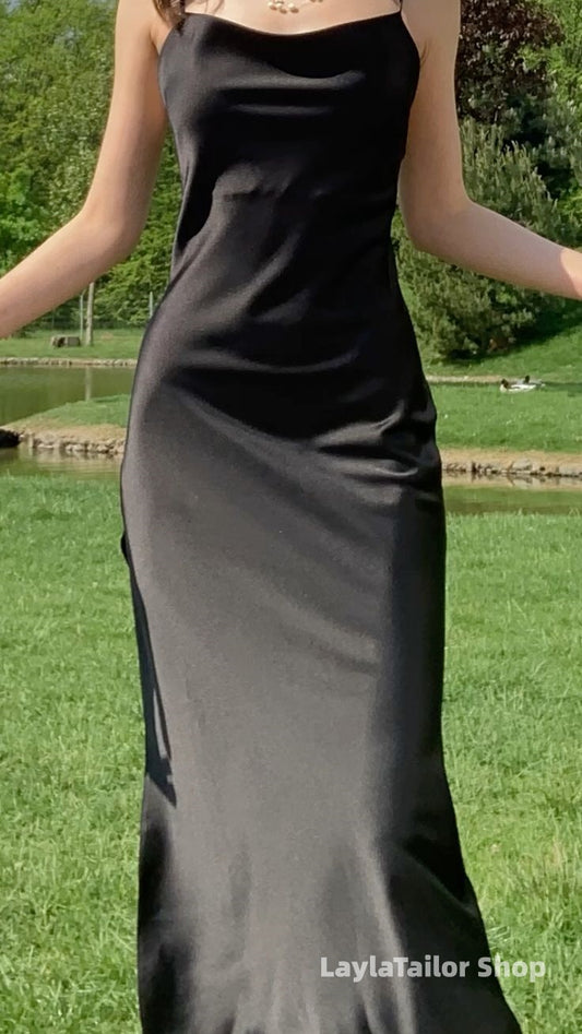 Black Sheath Long Prom Dresses Spaghetti Straps Party Dress,LTP4535