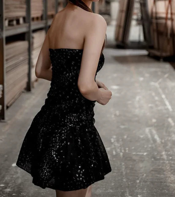 Black Strapless Sequin Homecoming Dresses, LTP3284 – Laylatailor Shop