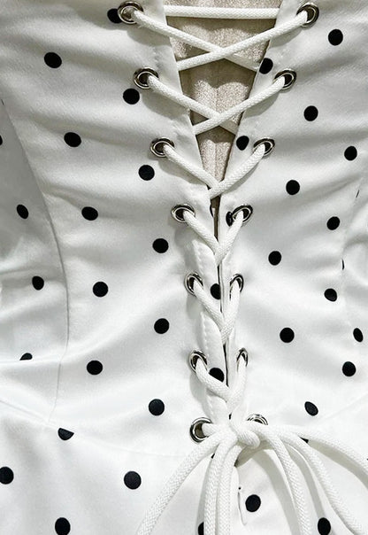 Black White Polka Dots Homecoming Dresses Sleeveless Birthday Dress