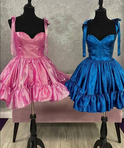 Blue Sequin Homecoming Dresses A-Line Sweetheart Mini Hoco Dress, LTP2948