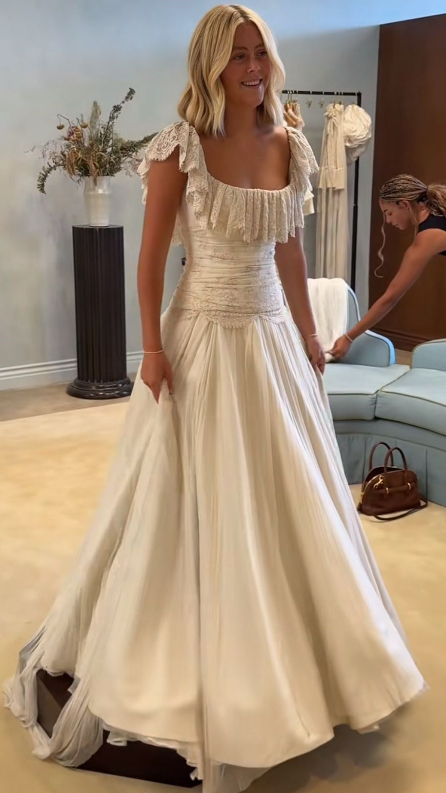 Bohemia White Lace Wedding Dresses Chiffon Bridal Gown,LTP4089