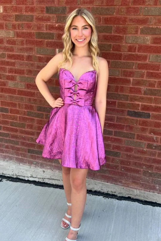 Bowknot Sleeveless A-Line Homecoming Dresses, LTP3207