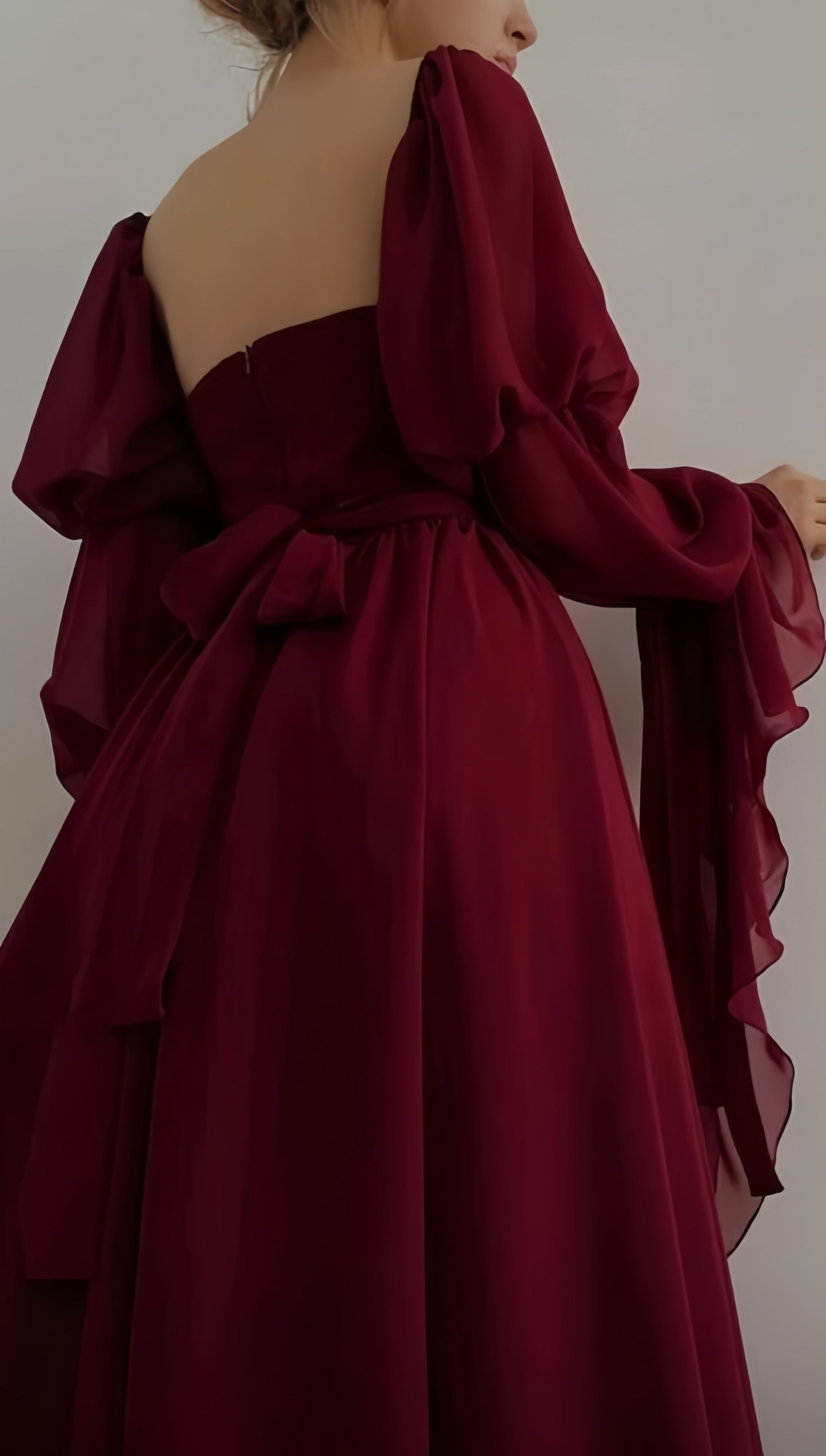 Burgundy Chiffon Long Prom Dress, LTP3456