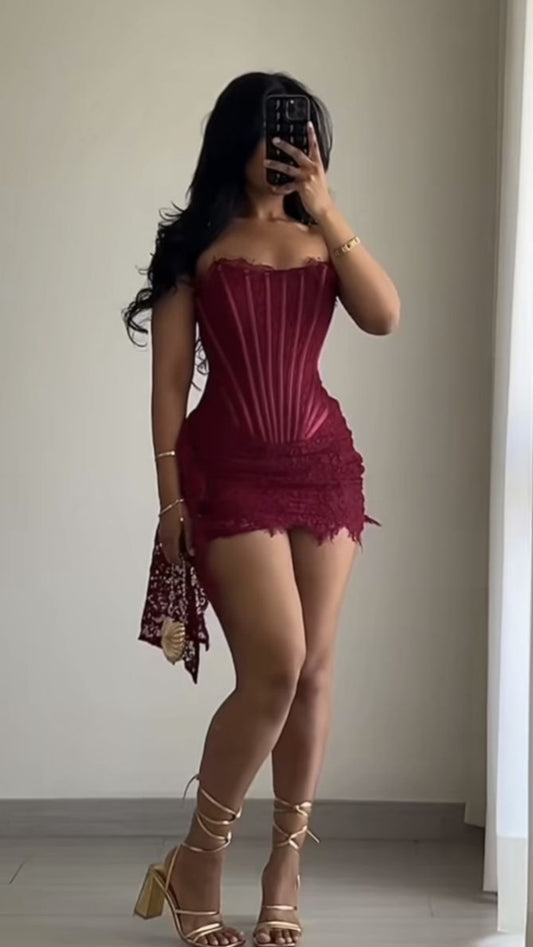Burgundy Lace Tight Homecoming Dresses Mini Cocktail Dress,LTP3820