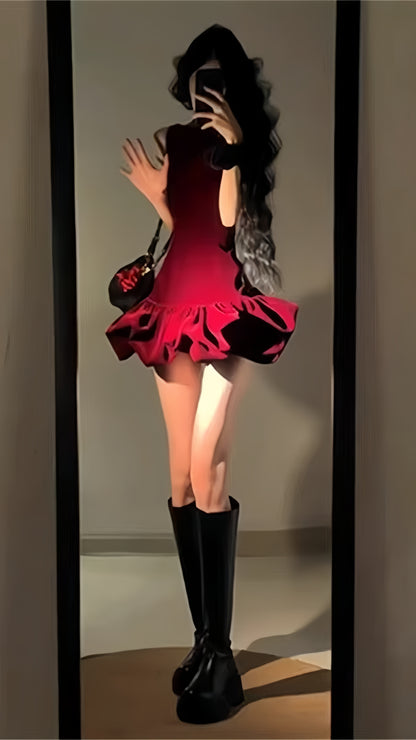 Burgundy Prom Dresses Sleeveless Mini Party Dress Short Graduation Dress Cocktail Outfits,LTP4235