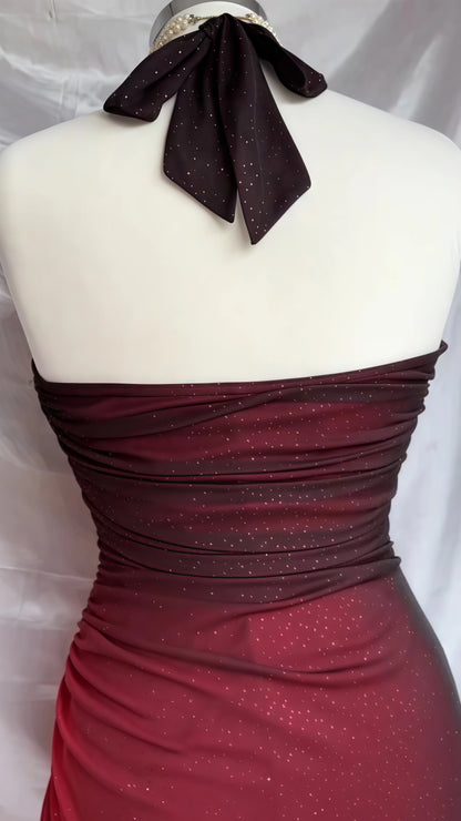 Burgundy gradient prom dress for birthday party and formal events