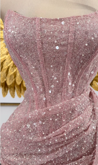Sexy Sheath Strapless Pink Sequin Homecoming Dresses Short Birthday Outfits