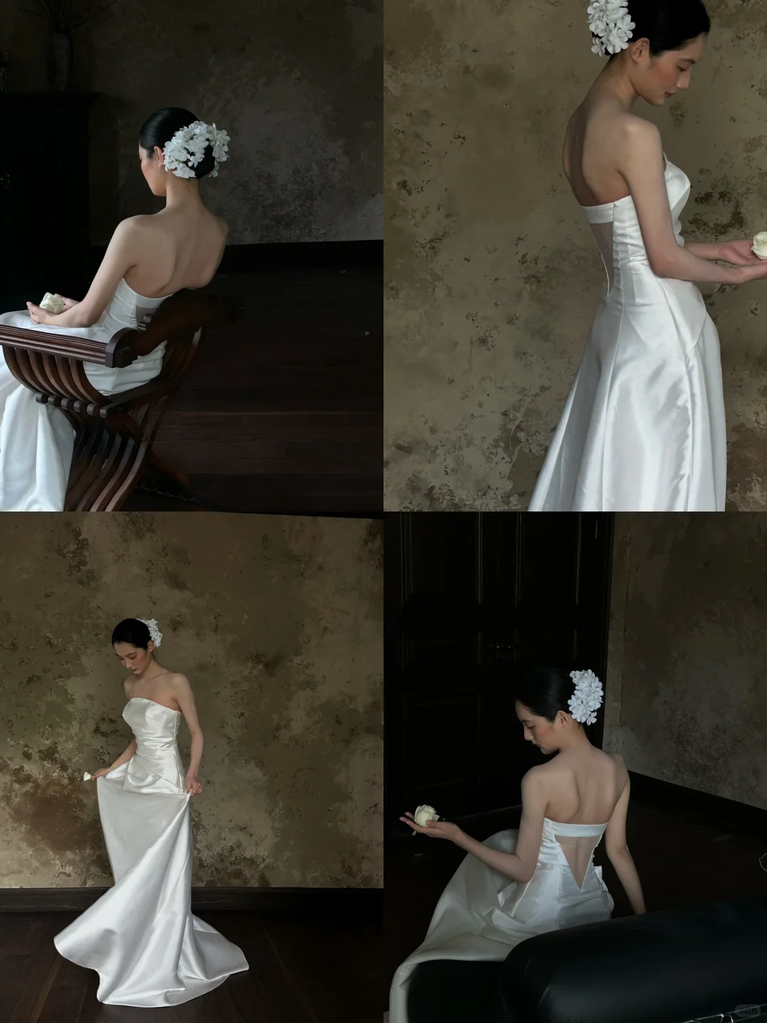 Simple Mermaid Strapless Satin Long Wedding Dresses