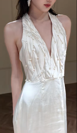 Unique Mermaid Halter Satin Long Wedding Dresses
