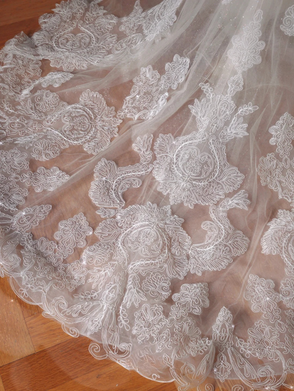 Dreamy Mermaid Halter Tulle Lace With Veil Long Wedding Dresses