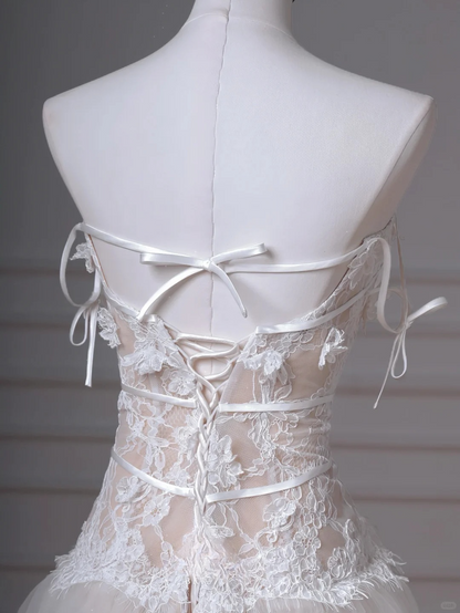 Pretty A Line Spaghetti Straps Tulle Lace Applique Long Wedding Dresses