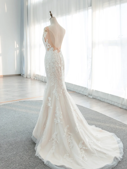 Dreamy Mermaid Tulle Lace Long Wedding Dresses