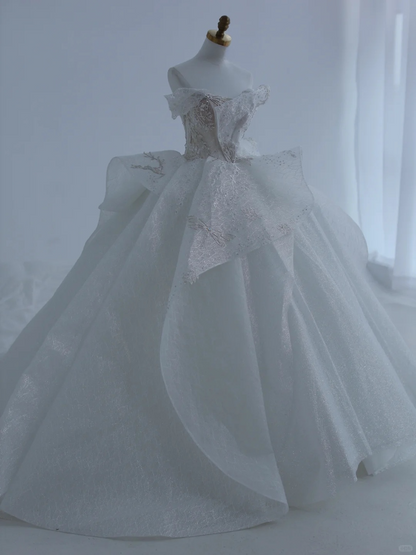 Timeless Ball Gown Strapless Satin Sequin Beads Long Wedding Dresses