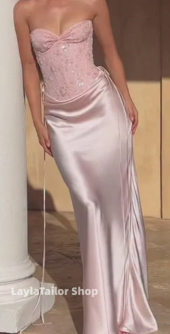 Charming Pink Mermaid Beaded Prom Dresses Sweetheart Night Dress,LTP3613