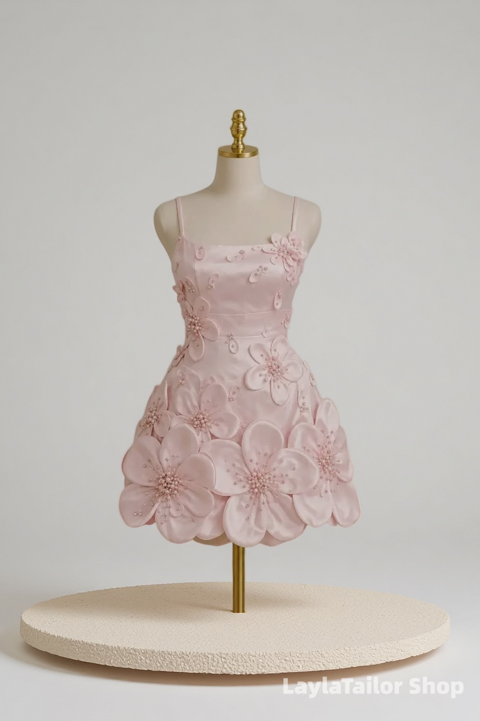 Charming Pink Floral Beaded Homecoming Dresses Short Party Dress