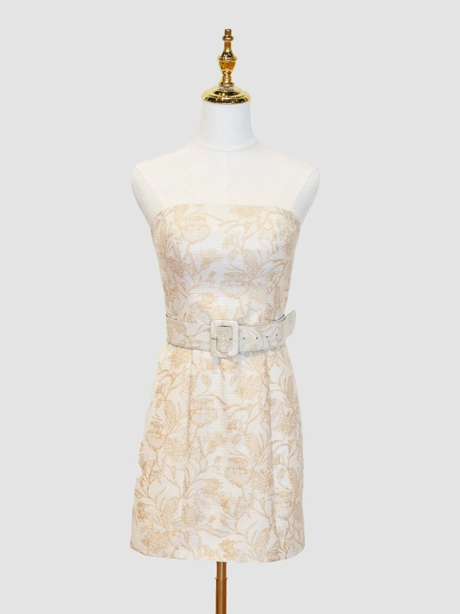 Strapless Floral Sheath Homecoming Dress Short Prom Party Dresses,LTP3967