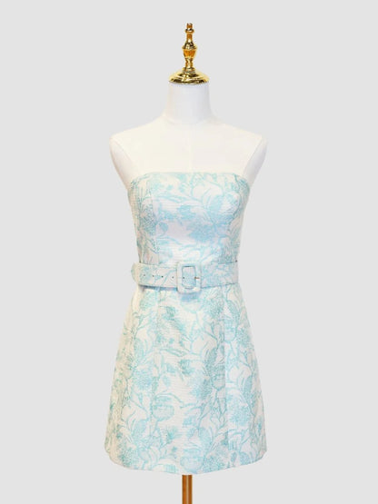 Strapless Floral Sheath Homecoming Dress Short Prom Party Dresses,LTP3967