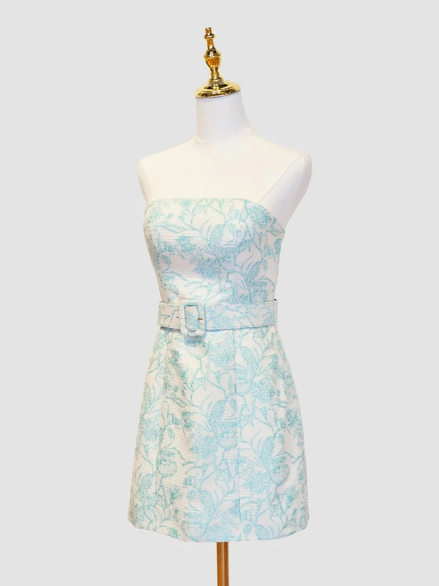 Strapless Floral Sheath Homecoming Dress Short Prom Party Dresses,LTP3967