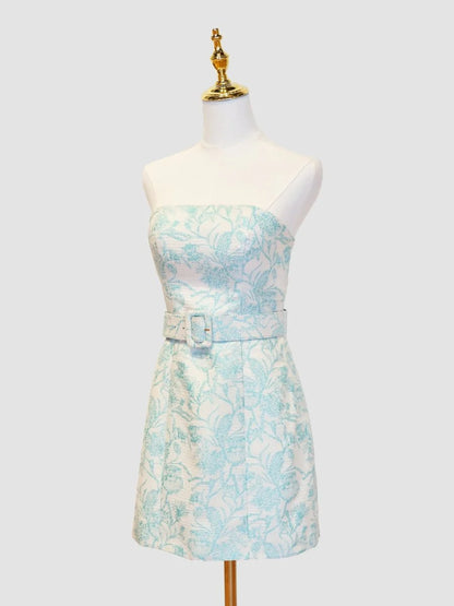 Strapless Floral Sheath Homecoming Dress Short Prom Party Dresses,LTP3967