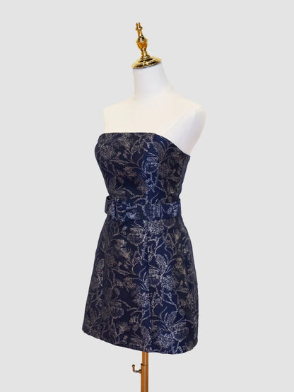 Strapless Floral Sheath Homecoming Dress Short Prom Party Dresses,LTP3967