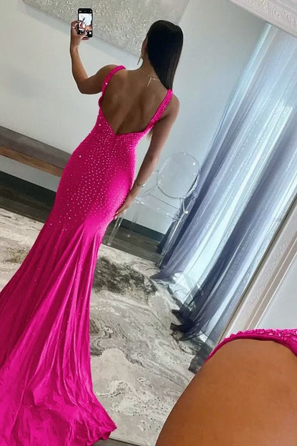 Charming V-Neck Mermaid Prom Dresses Pearl Beaded Evening Party Dress,LTP4220