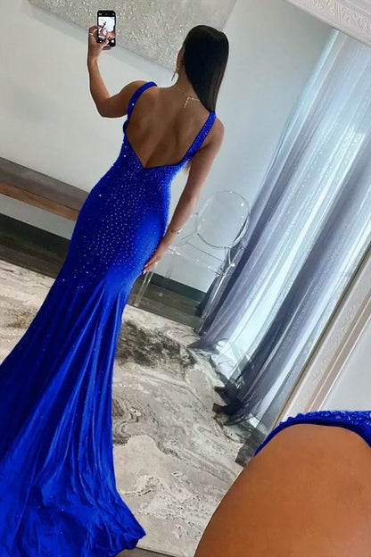 Charming V-Neck Mermaid Prom Dresses Pearl Beaded Evening Party Dress,LTP4220