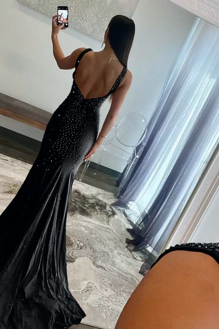 Charming V-Neck Mermaid Prom Dresses Pearl Beaded Evening Party Dress,LTP4220