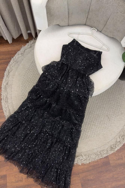 Cheap Prom Dresses Ruffle Sequin Tulle A-line Party Dress Strapless Formal Gown,LTP4436