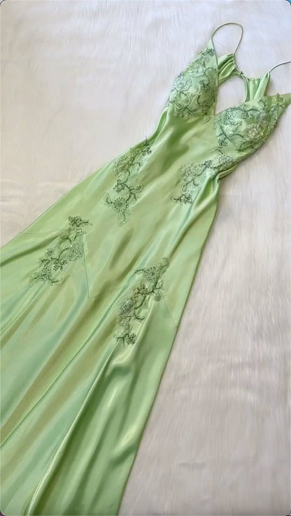 Chic Mermaid Spaghetti Straps Pink Satin Evening Dress Long Prom Dresses,LTP4431