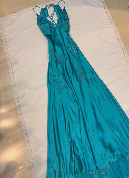 Chic Mermaid Spaghetti Straps Pink Satin Evening Dress Long Prom Dresses,LTP4431