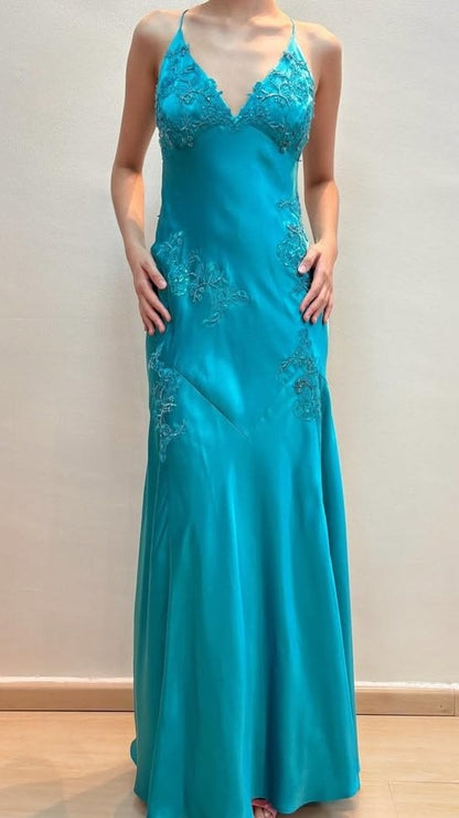 Chic Mermaid Spaghetti Straps Pink Satin Evening Dress Long Prom Dresses,LTP4431