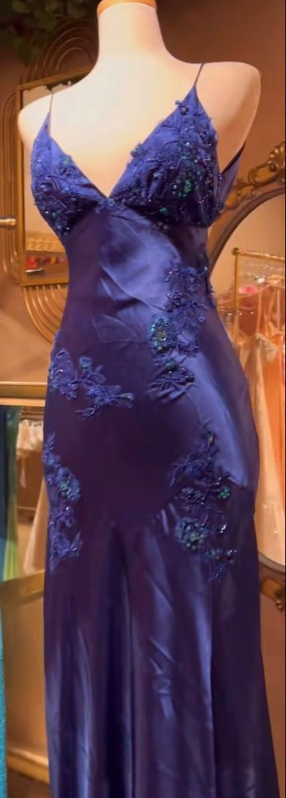 Chic Mermaid Spaghetti Straps Pink Satin Evening Dress Long Prom Dresses,LTP4431