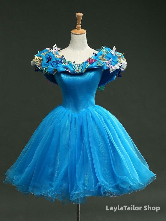 Cinderella Birthday Party Dress Blue Off The Shoulder A-line Homecoming Dresses