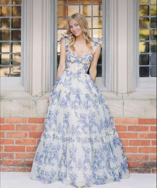 Classic Floral A-Line Evening Prom Dress