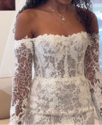 Classic Mermaid Lace Beaded Wedding Dresses Off The Shoulder Bridal Gown,LTP4156