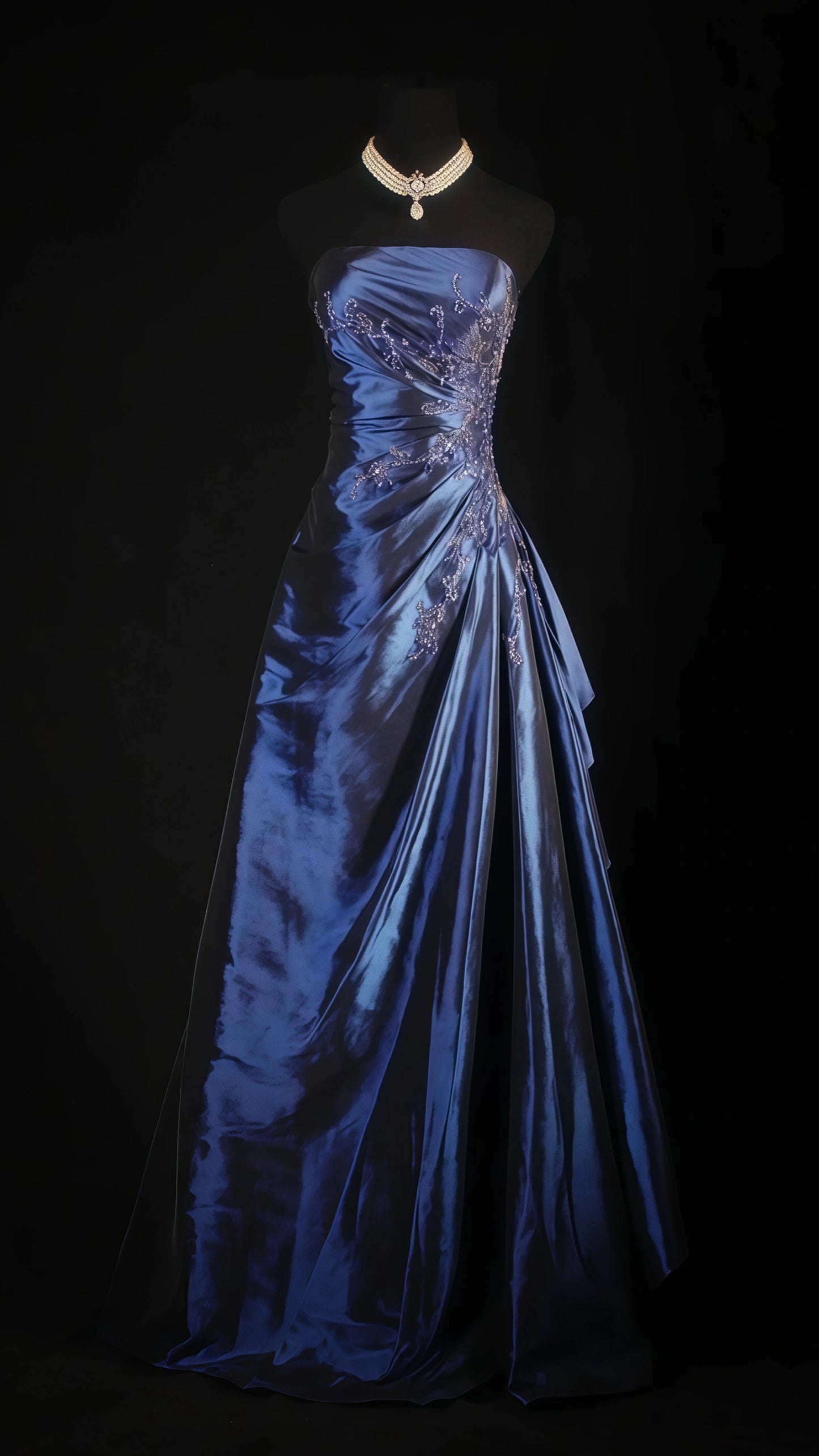 Classic Navy Blue Prom Dress, Vintage Long Party Dress, Beaded Luxury Derss,LTP3662