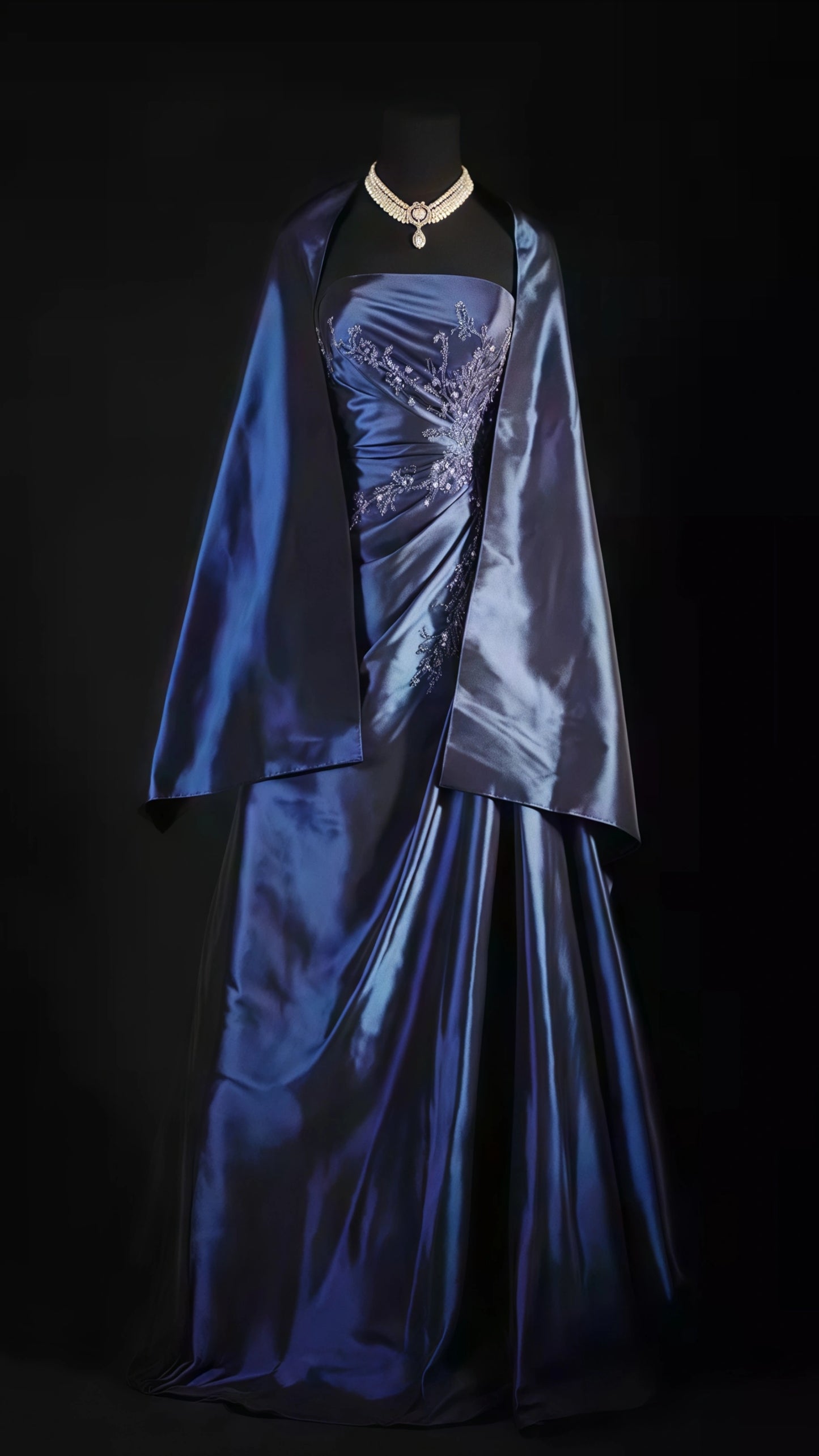Classic Navy Blue Prom Dress, Vintage Long Party Dress, Beaded Luxury Derss,LTP3662