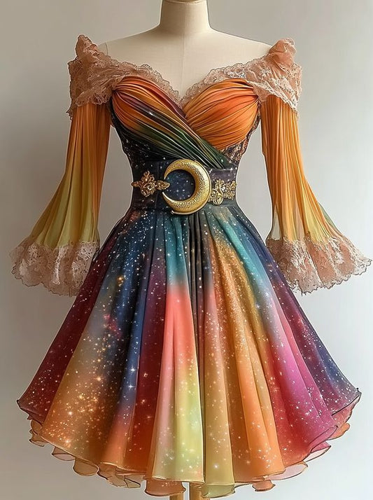 Colorful Princess Homecoming Dresses Off The Shoulder Chiffon Birthday Party Dress,LTP3806