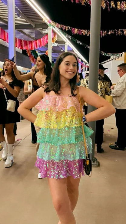 Colorful Sequin Homecoming Dresses Sleeveless Mini Party Dress,LTP3946