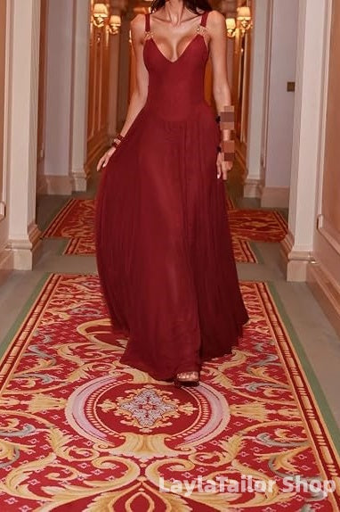Custom Made Fluffy Burgundy Chiffon Long Prom Dresses, LTP82781