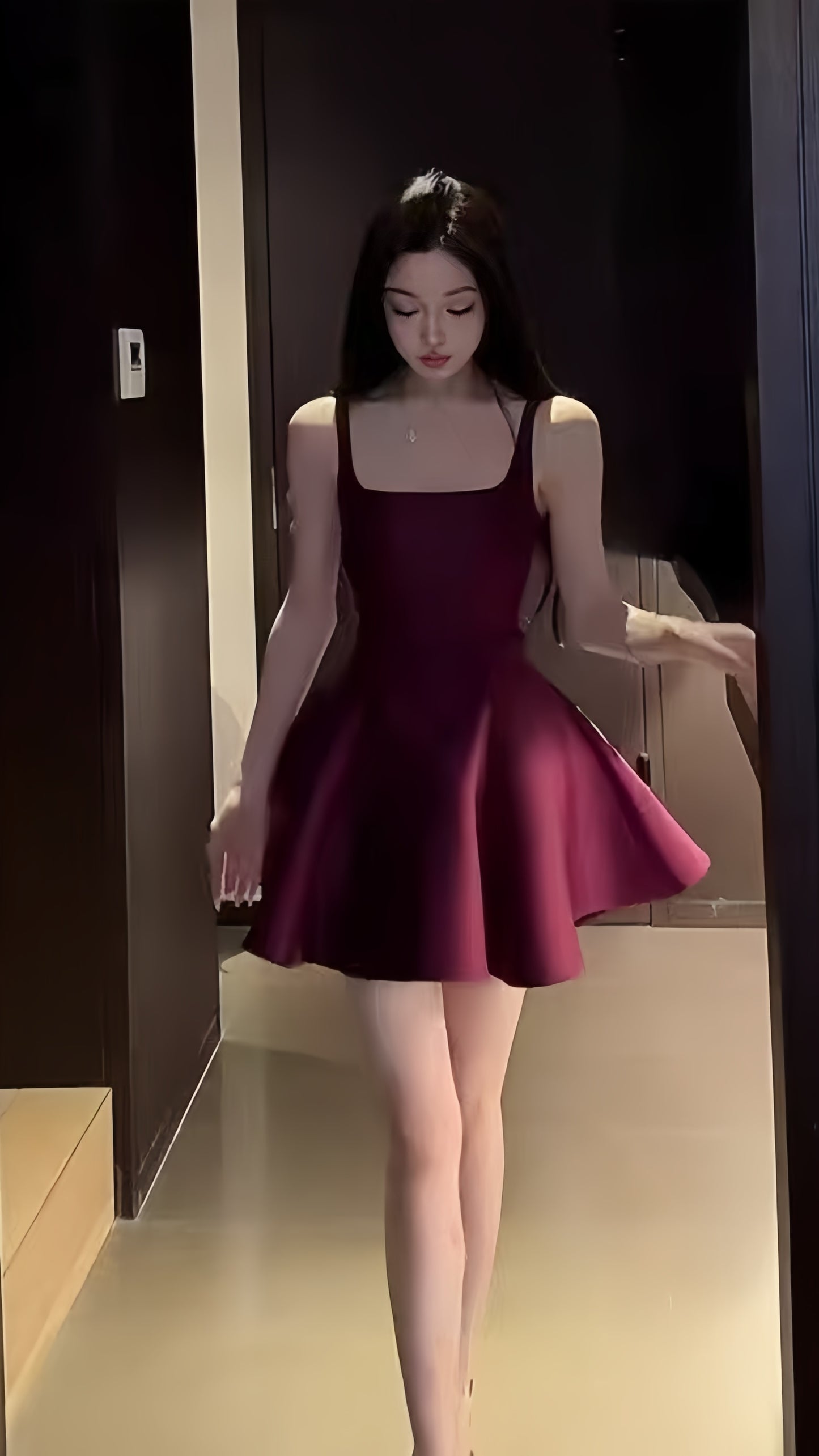 Cute Burgundy A-line Homecoming Dresses Square Neck Short Prom Dress,LTP3934