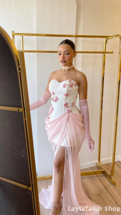 Cute Homecoming Dresses Floral Bodycon Party Dress With Chiffon Waist