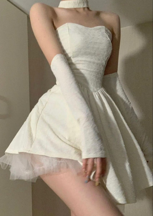 Cute Ivory A-line Homecoming Dresses Strapless Birthday Party Dress,LTP3899