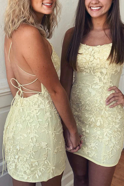 Cute Lace Tight Homecoming Dresses Tie Up Back Graduation Dress, LTP3054