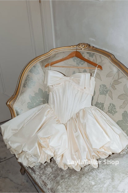 Cute Homecoming Dresses Strapless Bowknot Ivory Corset Hoco Dress LTP82616