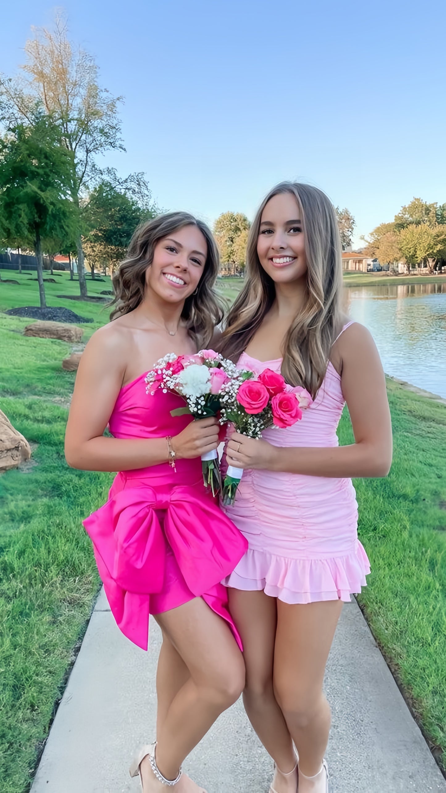Cute Pink Mini Homecoming Dresses Pleated V-Neck Party Gown, LTP3020