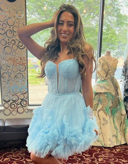 Cute Tulle Ruffles Mini Homecoming Dresses Junior Party Gown, LTP2905